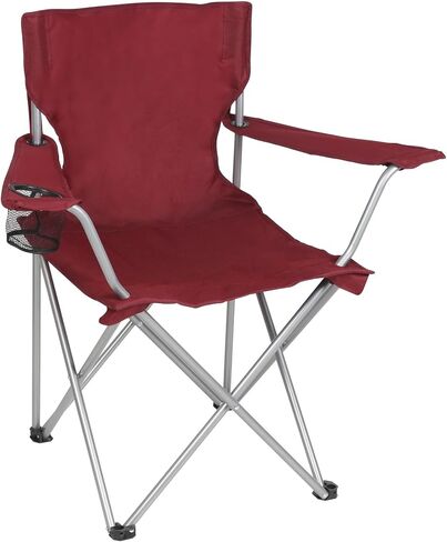 Basic 4-Fold Camping Chair with Cup Holder, Red in Kuwait