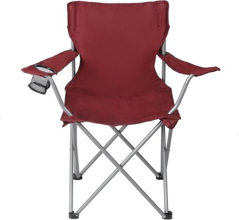 Basic 4-Fold Camping Chair with Cup Holder, Red in Kuwait