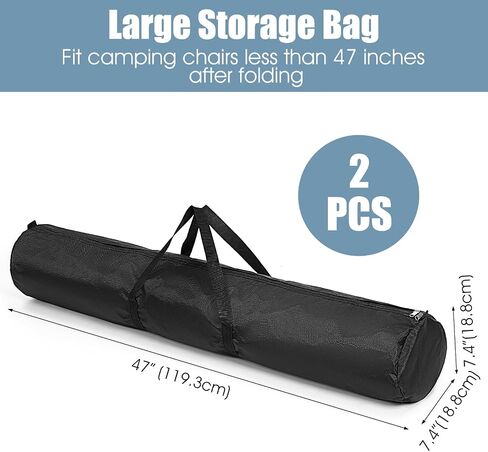 2 Pack Camping Chair Replacement Bag, 47 x 7.4 Inch Heavy-Duty Nylon Carry Bag with Handle Strap for Folding Chairs, Outdoor Camping Sports Storage, Black (Only Bag) in Kuwait