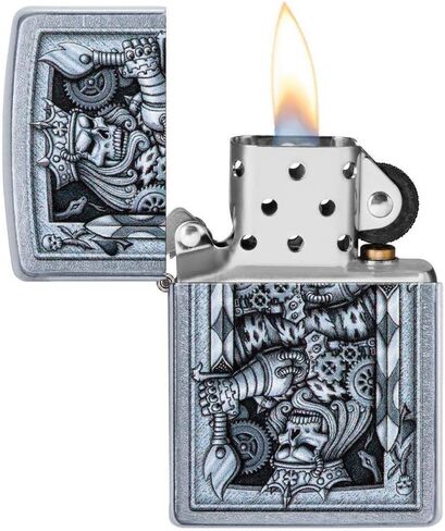 Zippo Steampunk King Spade Street Chrome Pocket Lighter, One Size (29877) in Kuwait