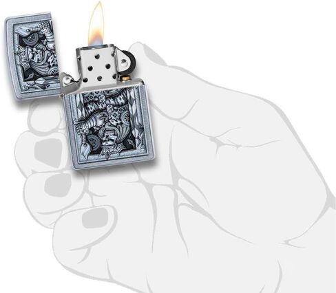 Zippo Steampunk King Spade Street Chrome Pocket Lighter, One Size (29877) in Kuwait