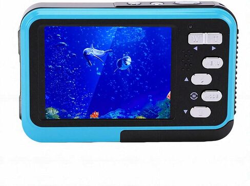 Fockety Underwater Camera, 48MP Autofocus Selfie Dual Screen 11.5ft Water Proof Digital Camera with 32GB Card Fill Light and Storage Bag, USB 700mAh 5K Action for Snorkeling (Blue) in Kuwait
