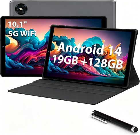 2026 New 10.3 Inch Tablet with Stylus, 2K IPS Display Tablet Android 14 Tablet, 19GB RAM 256GB ROM (1TB TF Expandable), 8-Core,8+13MP Dual Camera, 8000mAh Battery, 5G/2.4G Dual WiFi - Gray in Kuwait