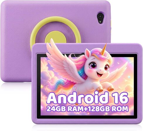Kids Tablet 10.1 Inch Android 16 Tablet for Kids, 24GB RAM 128GB ROM 1TB Expand, 6000mAh Battery, Parental Control, UKIDOZ Kids Space, Widevine L1, BT5.4, Dual Camera Tablet with Case-Purple in Kuwait