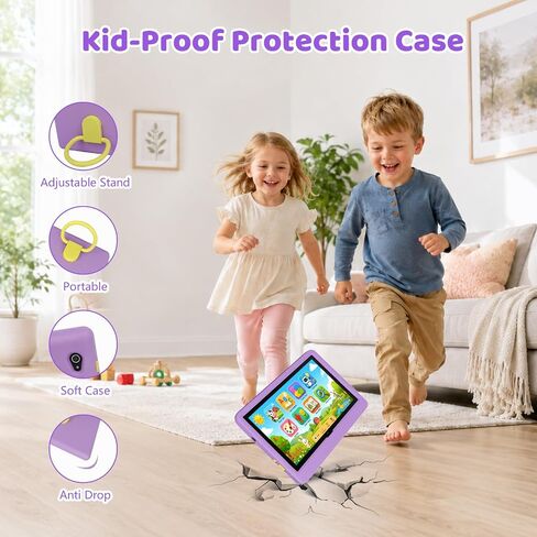 Kids Tablet 10.1 Inch Android 16 Tablet for Kids, 24GB RAM 128GB ROM 1TB Expand, 6000mAh Battery, Parental Control, UKIDOZ Kids Space, Widevine L1, BT5.4, Dual Camera Tablet with Case-Purple in Kuwait