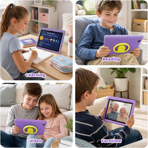 Kids Tablet 10.1 Inch Android 16 Tablet for Kids, 24GB RAM 128GB ROM 1TB Expand, 6000mAh Battery, Parental Control, UKIDOZ Kids Space, Widevine L1, BT5.4, Dual Camera Tablet with Case-Purple in Kuwait