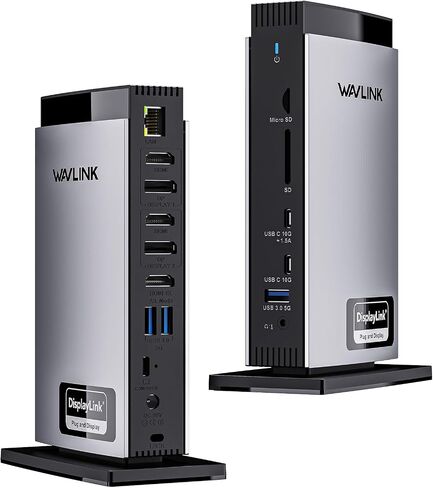 WAVLINK Docking Station 3 Monitors with Triple 4K@60Hz, Displaylink Dock for MacBook M1-M5 & Windows, DisplayLink-6950, 3 HDMI, 2 DP, 5 USB, Ethernet, Audio, SD/TF, 100W PD in Kuwait