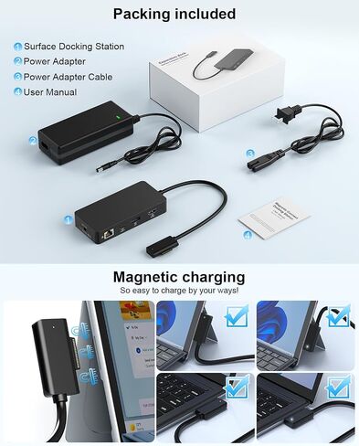 New for Surface Dock (DP+HDMI+USB-C Triple Display) with 120W Power Supply, 12-in-1 Surface Docking Station for Microsoft Surface Pro (12/11/10/9/8/X/7/6/5), Surface Laptop,Surface Go,Surface Book in Kuwait