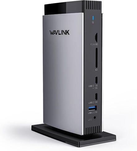 WAVLINK Displaylink Docking Station 3 Monitors with for MacBook M1/-M5 Windows, Displaylink Dock with 3X HDMI or 2X DisplayPort, 130WPD,5 USB Ports, Ethernet, Audio, SD/TF in Kuwait