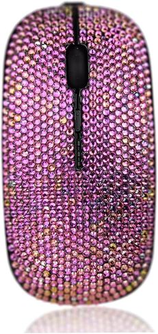 Pink Colorful Bling Luxury Crystal Rhinestone 2.4G Wireless Mouse for Laptop Computer, Cute Mouse for Girls - Pink Colorful in Kuwait