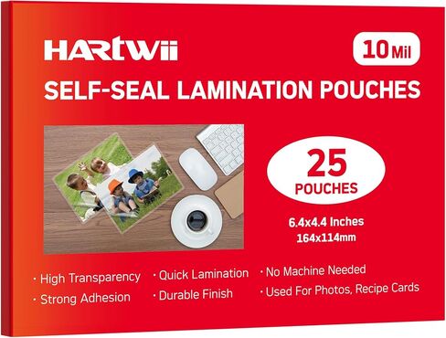 25 Pack Self-Sealing Laminating Pouches 4x6 Inch 10 Mil Thick in Kuwait