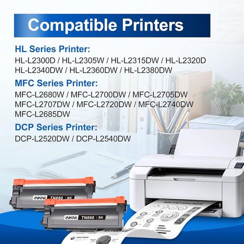 InkNI Compatible TN660 TN630 Toner Cartridge for Brother, Black, 2-Pack in Saudi Arabia