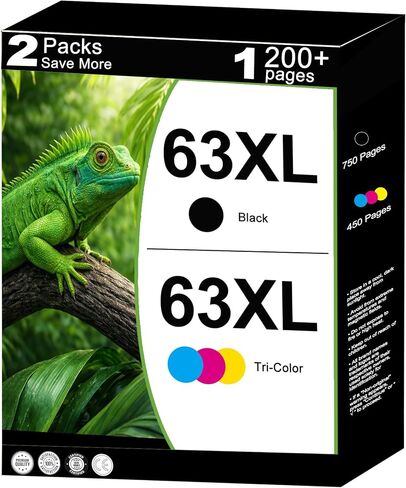 63XL Ink Cartridge Combo Pack Compatible for HP 63 HP63 XL Work for Envy 4520 Officejet 3830 4650 4652 5255 5258 5200 4655 Envy 4512 Deskjet 1112 2130 3630 Printer 2-Pack Black Color with V28.3.2 Chip in Saudi Arabia