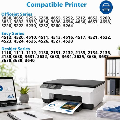 63XL Ink Cartridge Combo Pack Compatible for HP 63 HP63 XL Work for Envy 4520 Officejet 3830 4650 4652 5255 5258 5200 4655 Envy 4512 Deskjet 1112 2130 3630 Printer 2-Pack Black Color with V28.3.2 Chip in Saudi Arabia
