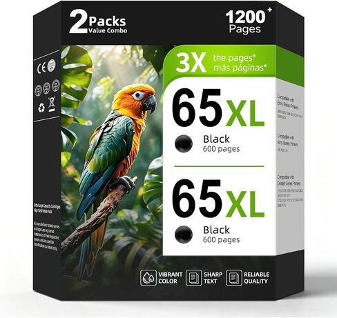 65XL Black Ink Cartridge Replacement for HP Ink 65 HP65 XL HP65XL BK 2-Pack in Kuwait
