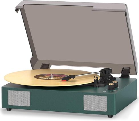 Green Bluetooth Record Player, 3-Speed Belt Drive Turntable in Kuwait