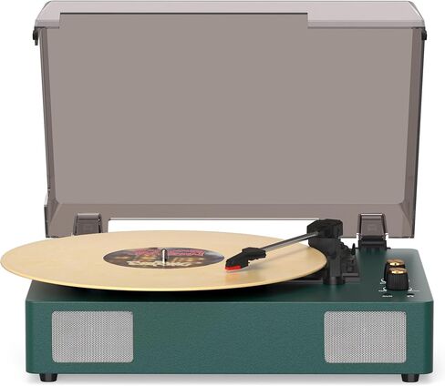 Green Bluetooth Record Player, 3-Speed Belt Drive Turntable in Kuwait