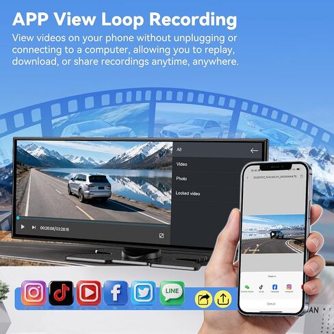 11.5" Extra Large Wireless Apple CarPlay Screen for Car, 4K Portable Car Play Screen & Android Auto HD Touch Screen, Dash Cam Front and Rear, App Control, Mirror Link, Voice Control, GPS, Bluetooth in Saudi Arabia
