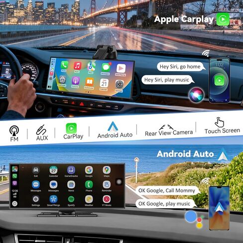 11.5" Extra Large Wireless Apple CarPlay Screen for Car, 4K Portable Car Play Screen & Android Auto HD Touch Screen, Dash Cam Front and Rear, App Control, Mirror Link, Voice Control, GPS, Bluetooth in Saudi Arabia