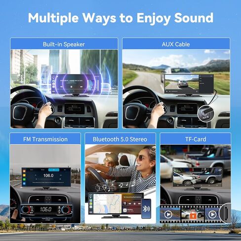 11.5" Extra Large Wireless Apple CarPlay Screen for Car, 4K Portable Car Play Screen & Android Auto HD Touch Screen, Dash Cam Front and Rear, App Control, Mirror Link, Voice Control, GPS, Bluetooth in Saudi Arabia
