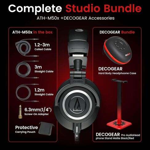 Audio-Technica Professional Studio Headphones Black ATH-M50X Bundle in Kuwait