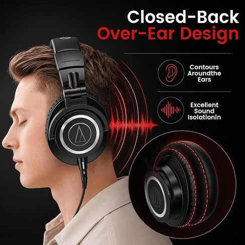 Audio-Technica Professional Studio Headphones Black ATH-M50X Bundle in Kuwait