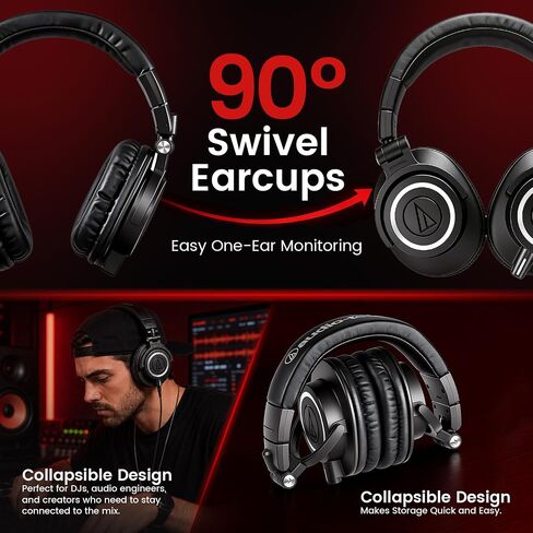 Audio-Technica Professional Studio Headphones Black ATH-M50X Bundle in Kuwait