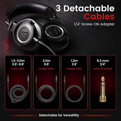 Audio-Technica Professional Studio Headphones Black ATH-M50X Bundle in Kuwait