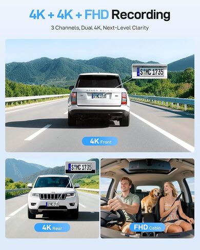 【Bundle: A229U 3CH+256GB Card+HK4 Hardwire Kit+Bluetooth Remote】 VIOFO A229 Ultra 3 Channel Dash Cam, Dual 4K + 1080P, 210° Fisheye Cabin Car Camera, Triple STARVIS 2 Sensors with Dual 4K HDR in Kuwait