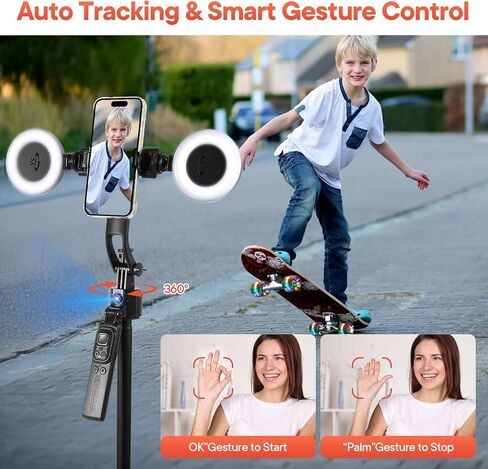 Auto Face Tracking Tripod 360Rotation,Tripod for iPhone with Light in Kuwait