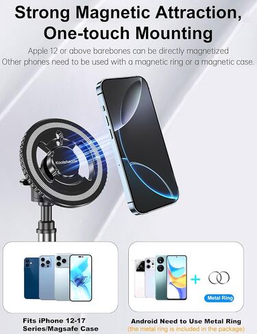 Magnetic Phone Tripod Mount Adapter for MagSafe iPhone 17/16 Pro Max 15 Plus 14 13 12, Aluminum 1/4" Threads & Cold Shoe Mount for iPhone Video Recording Selfie Stick Ring Light Live Broadcast Tripod in Kuwait