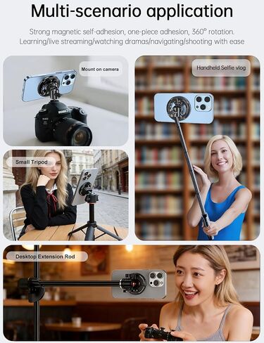 Magnetic Phone Tripod Mount Adapter for MagSafe iPhone 17/16 Pro Max 15 Plus 14 13 12, Aluminum 1/4" Threads & Cold Shoe Mount for iPhone Video Recording Selfie Stick Ring Light Live Broadcast Tripod in Kuwait