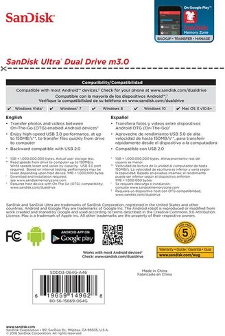 SanDisk 32GB Ultra Dual USB 3.0 and Micro USB Flash Drive, Up to 150MB/s Read Speed in Kuwait