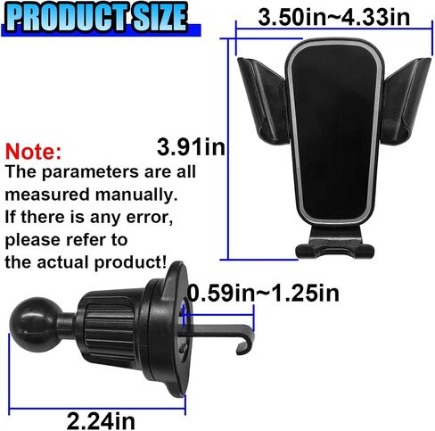 YoRise Car Phone Holder Mount for Air Vent, Universal 360° Rotation Auto Air Vent Cell Phone Holder with Wider Clamp & Metal Hook, Automobile Phones Stand Cradle for All Smartphones (Black) in Kuwait