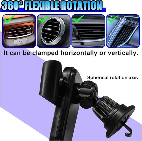 YoRise Car Phone Holder Mount for Air Vent, Universal 360° Rotation Auto Air Vent Cell Phone Holder with Wider Clamp & Metal Hook, Automobile Phones Stand Cradle for All Smartphones (Black) in Kuwait