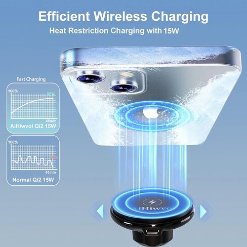 for Qi2 15W Magsafe Car Cup Holder Charger Magnetic Charger in Kuwait