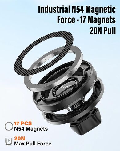 APPS2Car Magnetic Vent Mount for Ford F-150 (2015–2020), Super Duty (2017–2021) & 2022 (XL & XLT), Expedition (2018–2021), 17 Magnets, No Shake, No Block Airflow, Clear View, Easy Install in Kuwait
