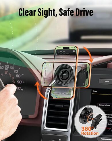 APPS2Car Magnetic Vent Mount for Ford F-150 (2015–2020), Super Duty (2017–2021) & 2022 (XL & XLT), Expedition (2018–2021), 17 Magnets, No Shake, No Block Airflow, Clear View, Easy Install in Kuwait