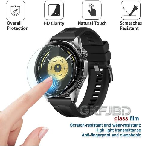 Screen Protector & Case Compatible for HUAWEI Watch GT 6 46mm & GT 5 46mm ，HD Tempered Glass Protective Film and Silicone Soft Cases Not for GT 6 Pro & GT6 41mm (Pack of 3+2) in Saudi Arabia