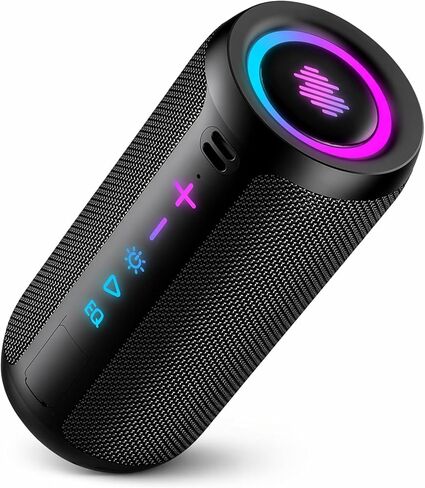 Portable Bluetooth Speaker, Powerful Sound Wireless Speaker: Boost Bass, Bluetooth 5.4, 24H Playtime, 8 RGB Modes, IPX7 Waterproof, TWS Pairing, Beach/Vacation Essentials, Gift Ideas（Black） in Kuwait