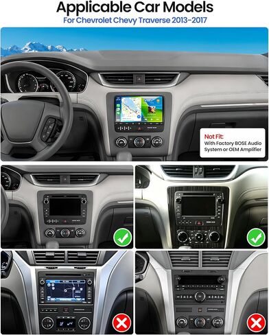 Car Radio for Chevrolet Chevy Traverse 2013-2017 with Wireless Carplay Android Auto, 8 inch HD Touch Screen Car Stereo Android 15 Radio with GPS Bluetooth WiFi FM RDS Backup Camera 2G+64G in Kuwait
