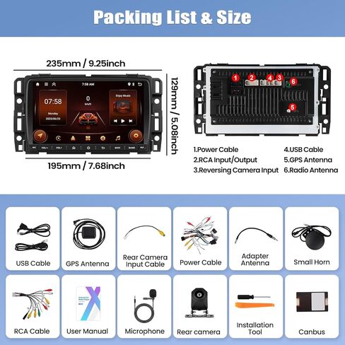 Car Radio for Chevrolet Chevy Traverse 2013-2017 with Wireless Carplay Android Auto, 8 inch HD Touch Screen Car Stereo Android 15 Radio with GPS Bluetooth WiFi FM RDS Backup Camera 2G+64G in Kuwait