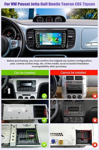 Car Radio Stereo for VW Passat Jetta Golf Beetle Touran EOS Tiguan CarPlay Android Auto Upgrade SWC/Bluetooth 5.2/EQ/FM/7 Inch IPS HD Touch Screen Backup Camera Mic in Kuwait