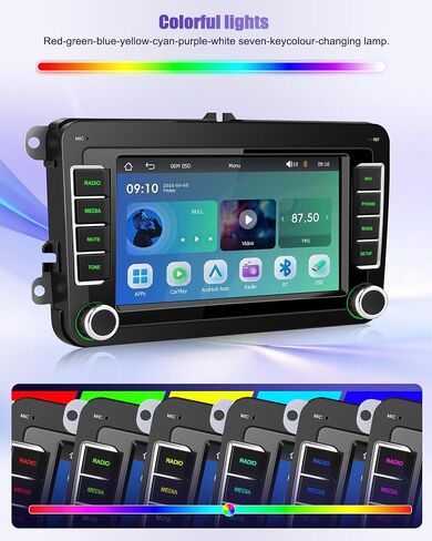 Car Radio Stereo for VW Passat Jetta Golf Beetle Touran EOS Tiguan CarPlay Android Auto Upgrade SWC/Bluetooth 5.2/EQ/FM/7 Inch IPS HD Touch Screen Backup Camera Mic in Kuwait