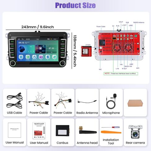 Car Radio Stereo for VW Passat Jetta Golf Beetle Touran EOS Tiguan CarPlay Android Auto Upgrade SWC/Bluetooth 5.2/EQ/FM/7 Inch IPS HD Touch Screen Backup Camera Mic in Kuwait