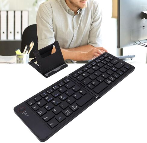 Asixxsix Foldable Bluetooth Keyboard, Portable Wireless Full Size Ultra Slim Keyboard with Touchpad and Magnetic Lock, Compatible with iOS Tablet Phone Laptop in Kuwait