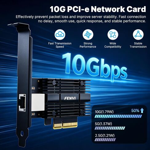 FENVI RTL8127 10G PCIe X4, 4X Faster Than 2.5G, NAS/Server, Win/Linux in Kuwait
