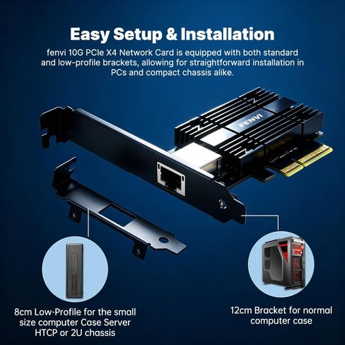 FENVI RTL8127 10G PCIe X4, 4X Faster Than 2.5G, NAS/Server, Win/Linux in Kuwait