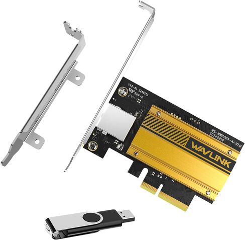 WAVLINK 10G PCIe Network Adapter, 10Gb PCIe Network Card with RTL8127AT Controller, PCIe x4/x8/x16 Ethernet Card for Windows 11/10 & Linux PC, Low Profile Bracket Included in Kuwait