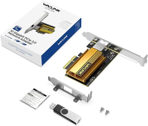 WAVLINK 10G PCIe Network Adapter, 10Gb PCIe Network Card with RTL8127AT Controller, PCIe x4/x8/x16 Ethernet Card for Windows 11/10 & Linux PC, Low Profile Bracket Included in Kuwait